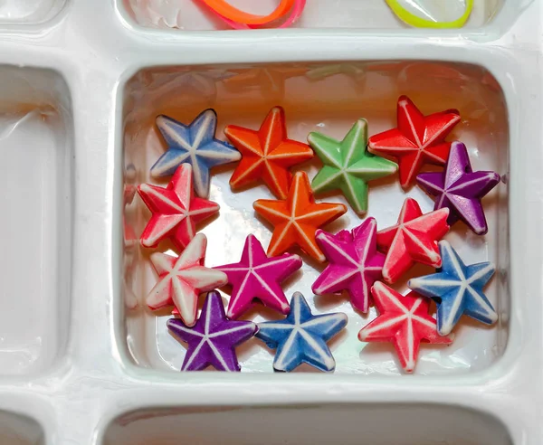 Forma Estrella Multicolor Cuentas Plástico Craft —  Fotos de Stock