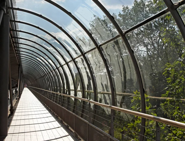 Túnel Peatonal Con Estructura Cubierta Arco Vidrio —  Fotos de Stock