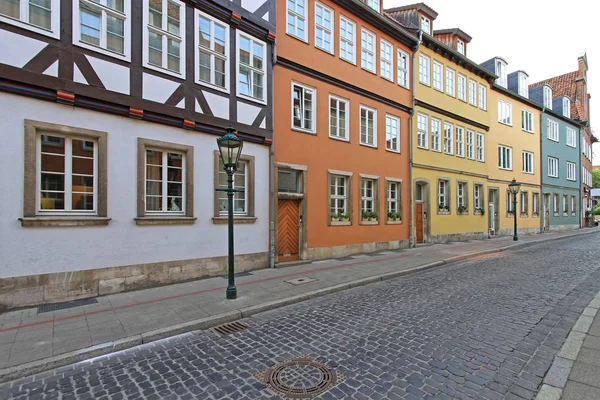 Kolorowe Średniowieczne Domy Przy Ulicy Kreuzstabe Hanowerze — Zdjęcie stockowe