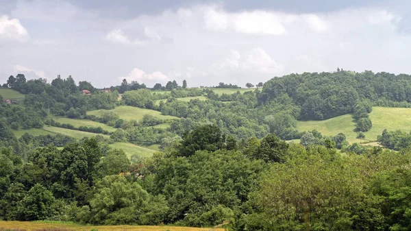 Rural Hills Green Nature Paisagem Nos Balcãs — Fotografia de Stock