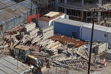 Malzeme inşaat sitesinde havadan görünümü