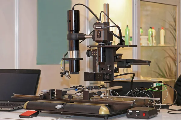 Bordsskiva Digital Mikroskop Med Kamera Och Led Lampor — Stockfoto