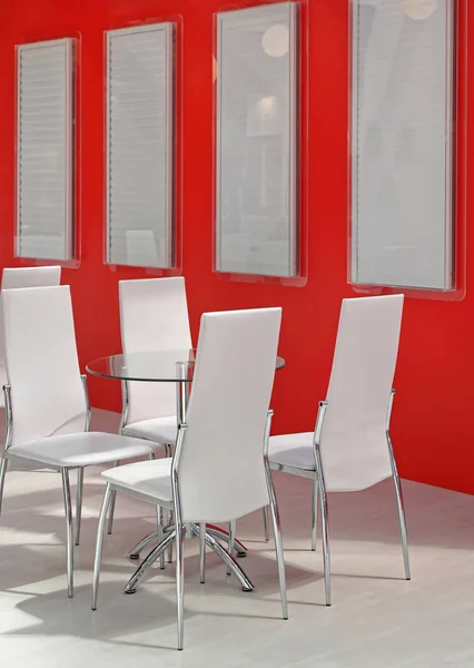 Mesa Jantar Com Cadeiras Interior Moderno — Fotografia de Stock