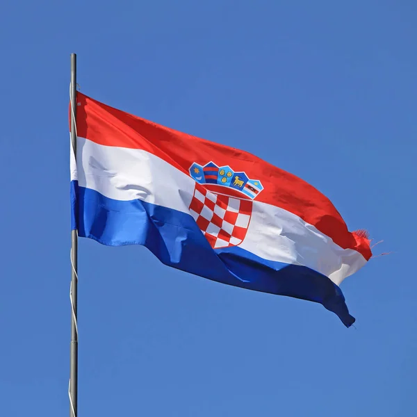 Flag Croatia Flying Windy Day — Stock Photo, Image