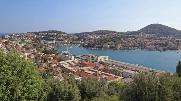 Tiro Aéreo Terminal Porto Cruzeiro Dubrovnik — Fotografia de Stock