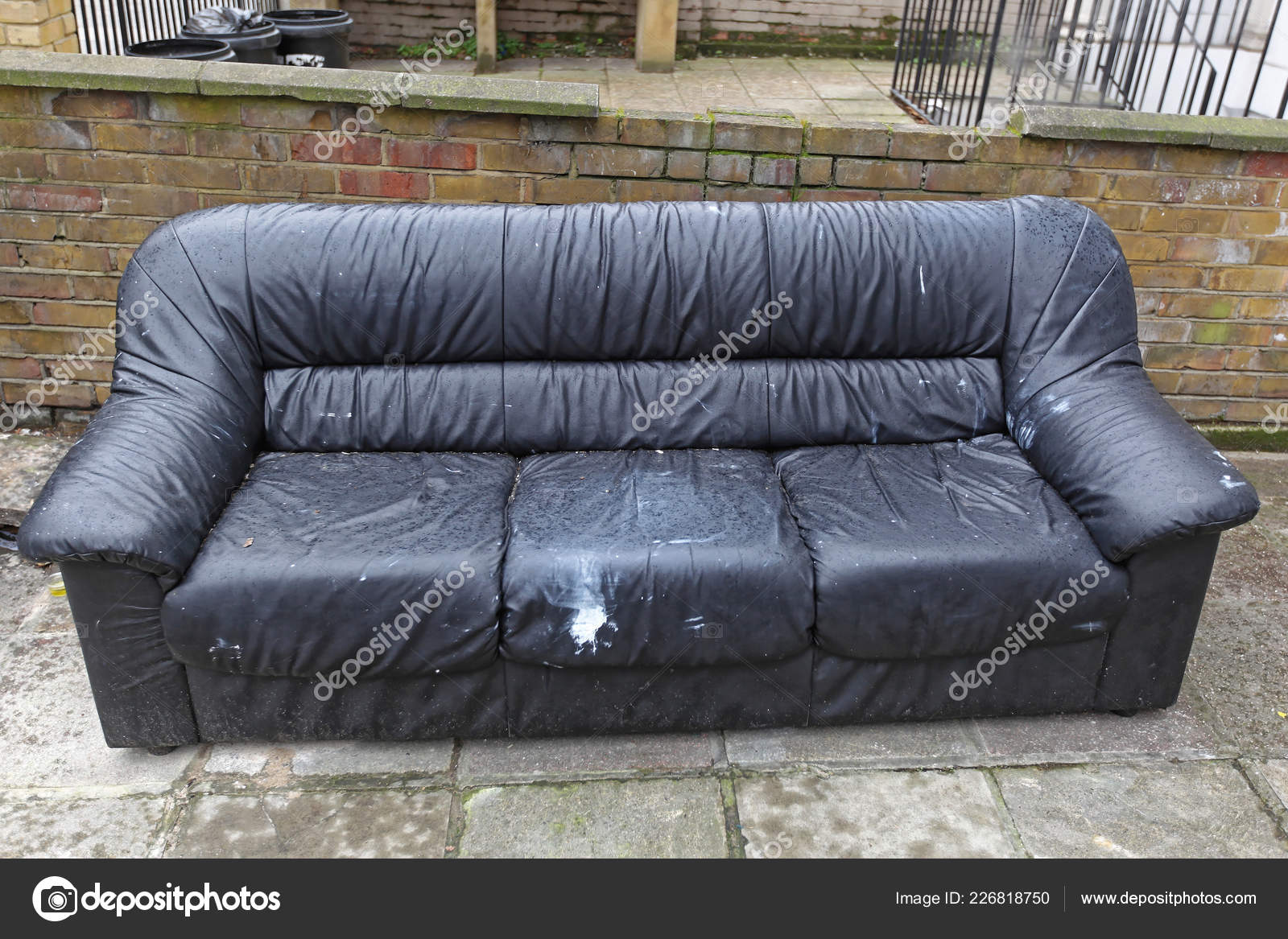 Rejected Old Sofa Waiting Furniture Collection Stock Photo by