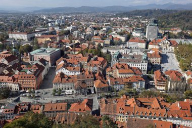 Hava şehir Cityscape Ljubljana Slovenya