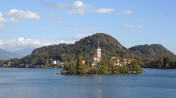 Kleine Insel See Slowenien Ausgeblutet — Stockfoto