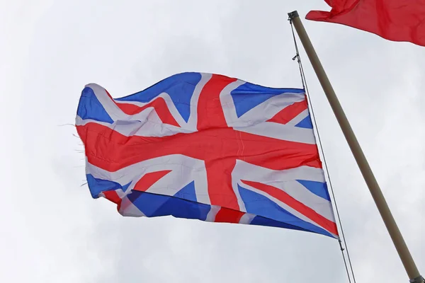 Reino Unido Union Jack Bandeira Mastro Navio — Fotografia de Stock