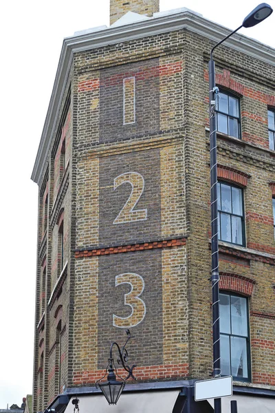 123 Één Twee Drie Nummers Bakstenen Huis Oost Londen — Stockfoto