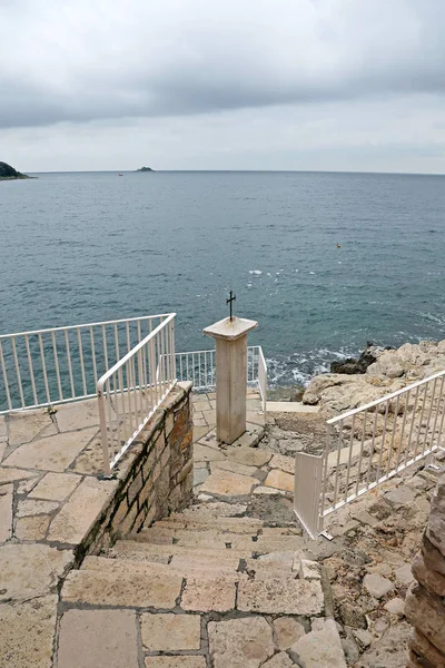 Pillar Witth Cross Adriatic Sea Coast Istria Croatia — Stock Photo, Image