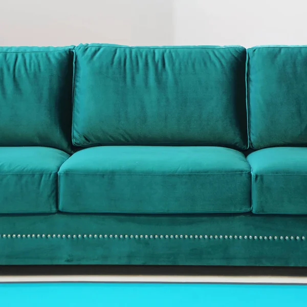 Sofá Terciopelo Azul Muebles Modernos Cloe —  Fotos de Stock