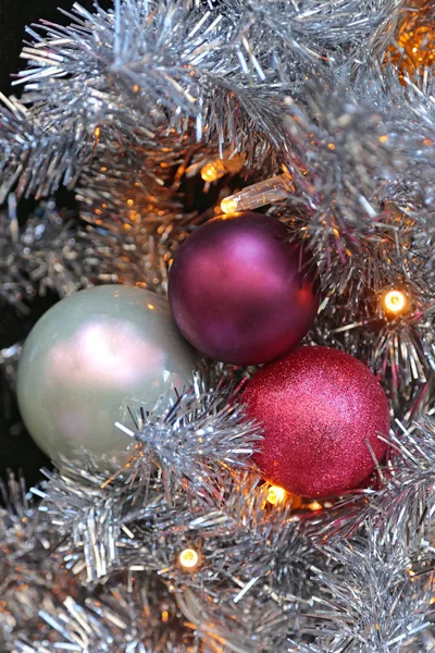 Christmas Ornaments Cluster Decoration Silver Tinsel — Stock Photo, Image