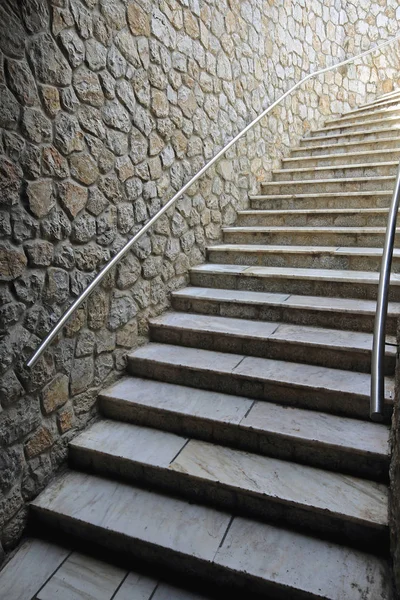 Flight Stairs Banister Stone Wall — Stock Photo, Image