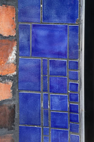 Várias Formas Azulejos Azuis Fundo Parede — Fotografia de Stock
