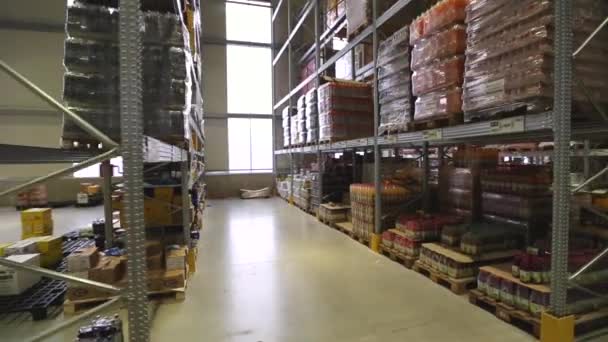 Kör Genom Stor Mat Distributionslager — Stockvideo
