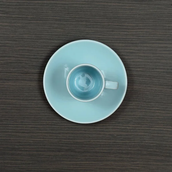 Light Blue Ceramic Coffee Cup Table Top View — Stock Photo, Image