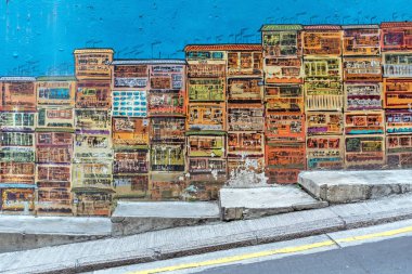 Merkez, Hong Kong - 22 Nisan 2017: Grafiti sanatının Gutzlaff Caddesi'ndeki Soho, merkezi Hong Kong.