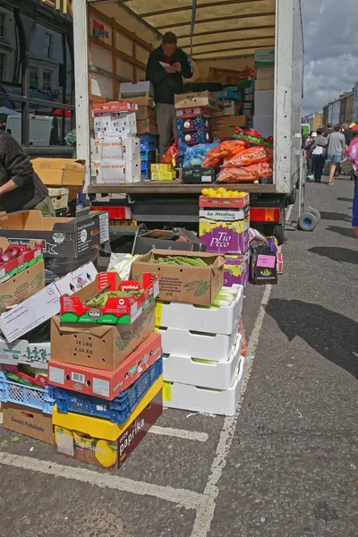 Ovoce Zelenina Kamionové Dodávky Trhu Portobello Road Londýně Londýn Velká — Stock fotografie