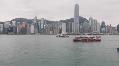 Hong Kong Victoria geçiş renkli reklam Star Feribot Tekne liman