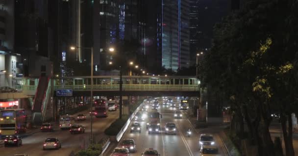 Traffico Notte Nelle Strade Hong Kong — Video Stock
