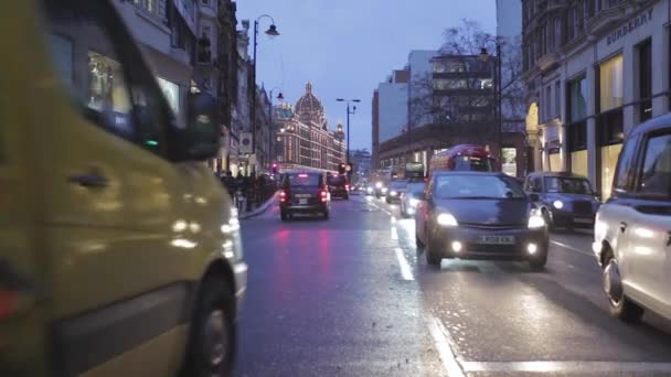 Londra Regno Unito Gennaio 2013 Brompton Road Winter Evening Traffic — Video Stock