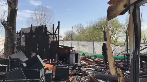 Burned Club Fire Destruction Damage — Stock Video