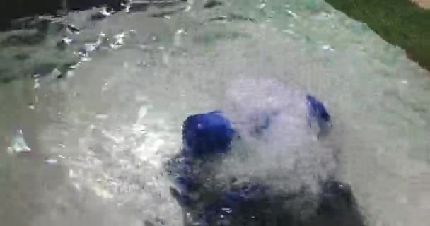 スイミング プールの水を自律的クリーニング ロボット粗紡機 — ストック動画