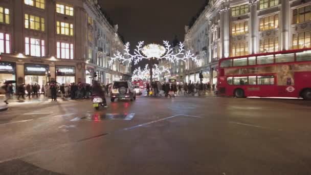 Londra Regno Unito Novembre 2013 Oxford Circus Intersection Christmas Decoration — Video Stock