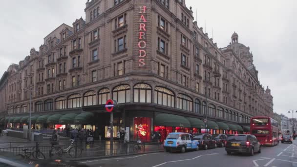 Londres Reino Unido Enero 2013 Winter Day Harrods Luxury Department — Vídeo de stock