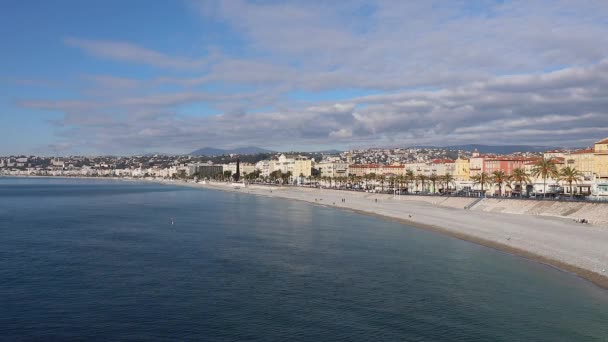 Nice Promenade Francouzské Riviéry Středozemního Moře Zima — Stock video