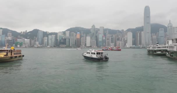 Hong Kong China April 2017 Boats Victoria Harbour Day Hong — Stock Video