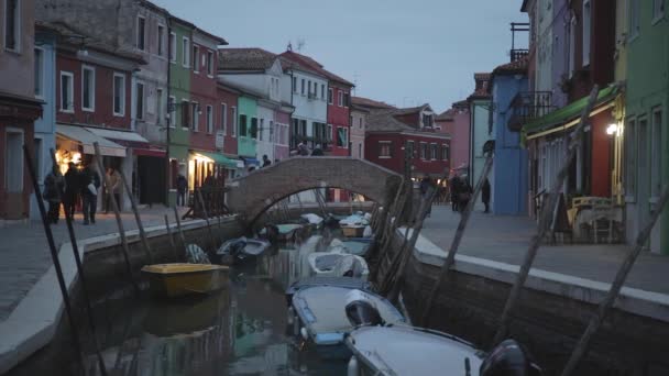Venice Italië Januari 2017 Winter Night Met Weinig Mensen Burano — Stockvideo