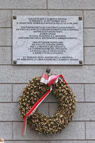 Commemorative Plaque Milan — Stock Photo, Image