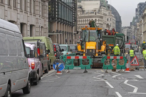 Straßenbauarbeiten London — Stockfoto