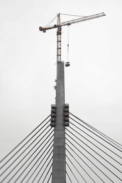 Construcción del puente de pilón — Foto de Stock