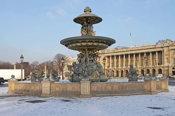 Winter Fountain Παρίσι — Φωτογραφία Αρχείου