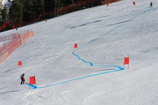 Het markeren van slalom pistes — Stockfoto