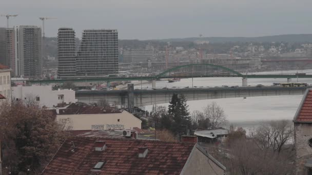 Nombreux Ponts Sur Rivière Sava Belgrade Serbie — Video