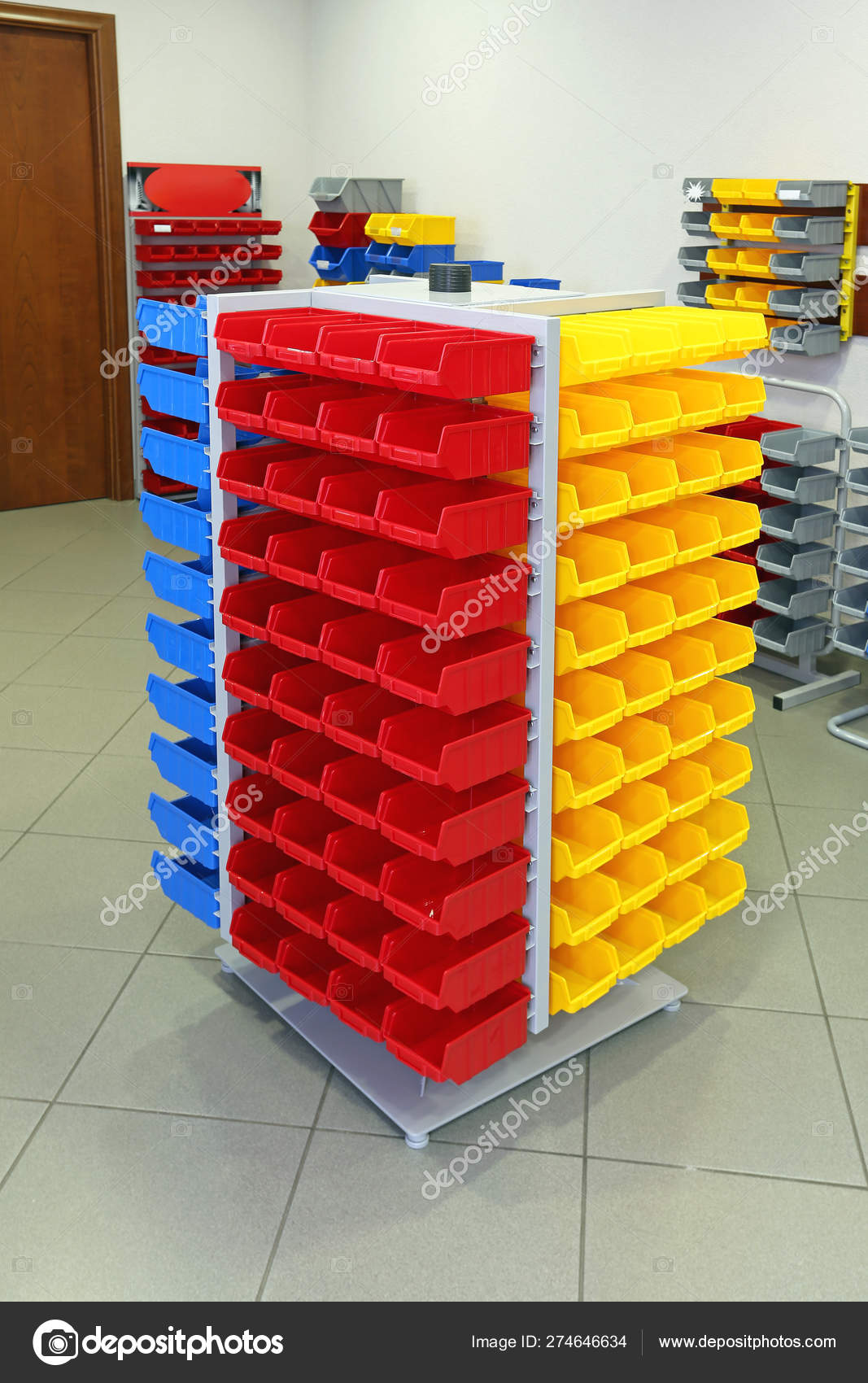 plastic organizer bins on Plastic Bin Racks Stock Photo Image By C Baloncici 274646634