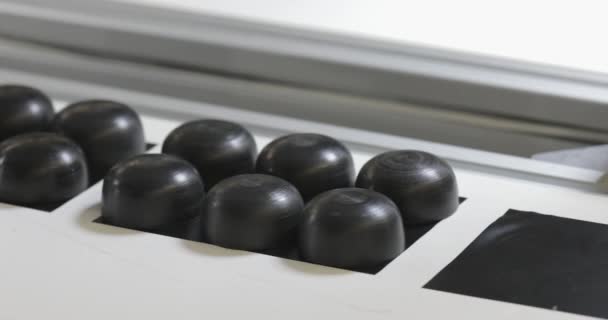 Black Plastic Parts Conveyor Belt Production — Stock Video