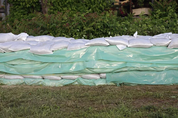 Sandbags Wall — Stock Photo, Image