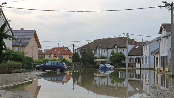 Overstroomd stad — Stockfoto