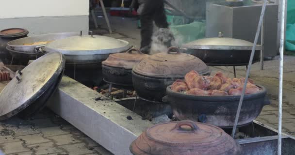 Dutch Oven Clay Pots Cooking Fire Pit Stock Video C Baloncici