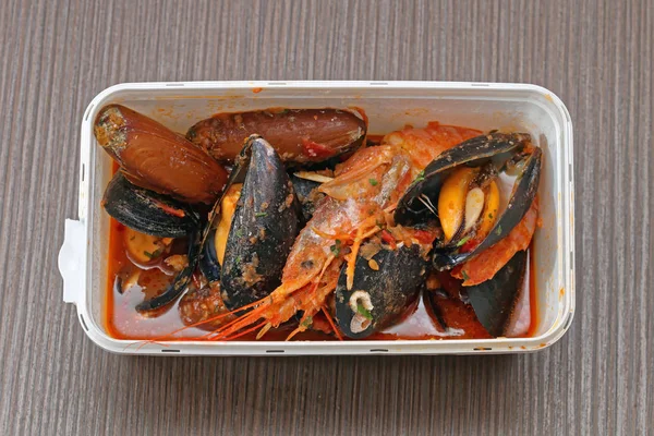 Seafood in Box — Stock Photo, Image