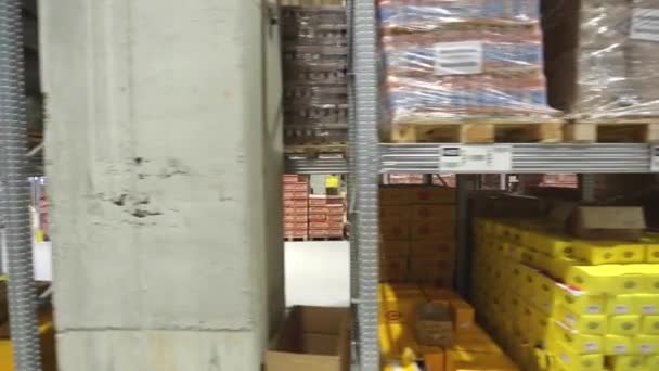 Prowadzenie Przez Big Food Distribution Warehouse Wnętrze — Wideo stockowe