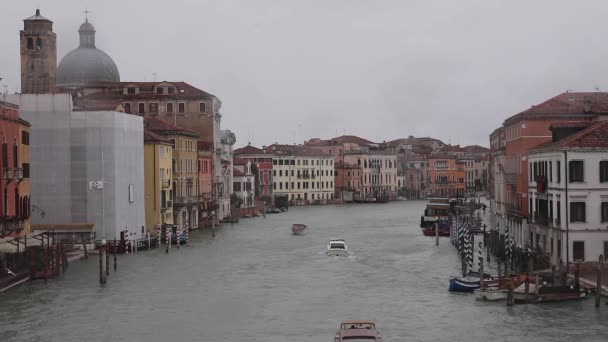 Grand Canal Στη Βενετία Ιταλία Κατά Χειμερινή Ημέρα — Αρχείο Βίντεο