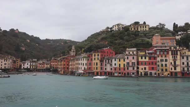Téli Napszakban Portofino Színes Olasz Falu — Stock videók