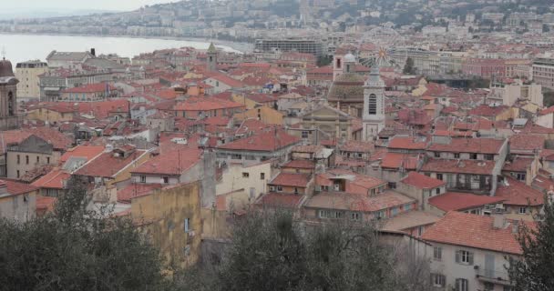 ニースフランスの空中冬の日の都市景観 — ストック動画