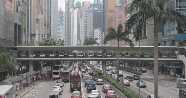 Hong Kong Cina Aprile 2017 Ponte Pedonale Sulla Strada Del — Video Stock